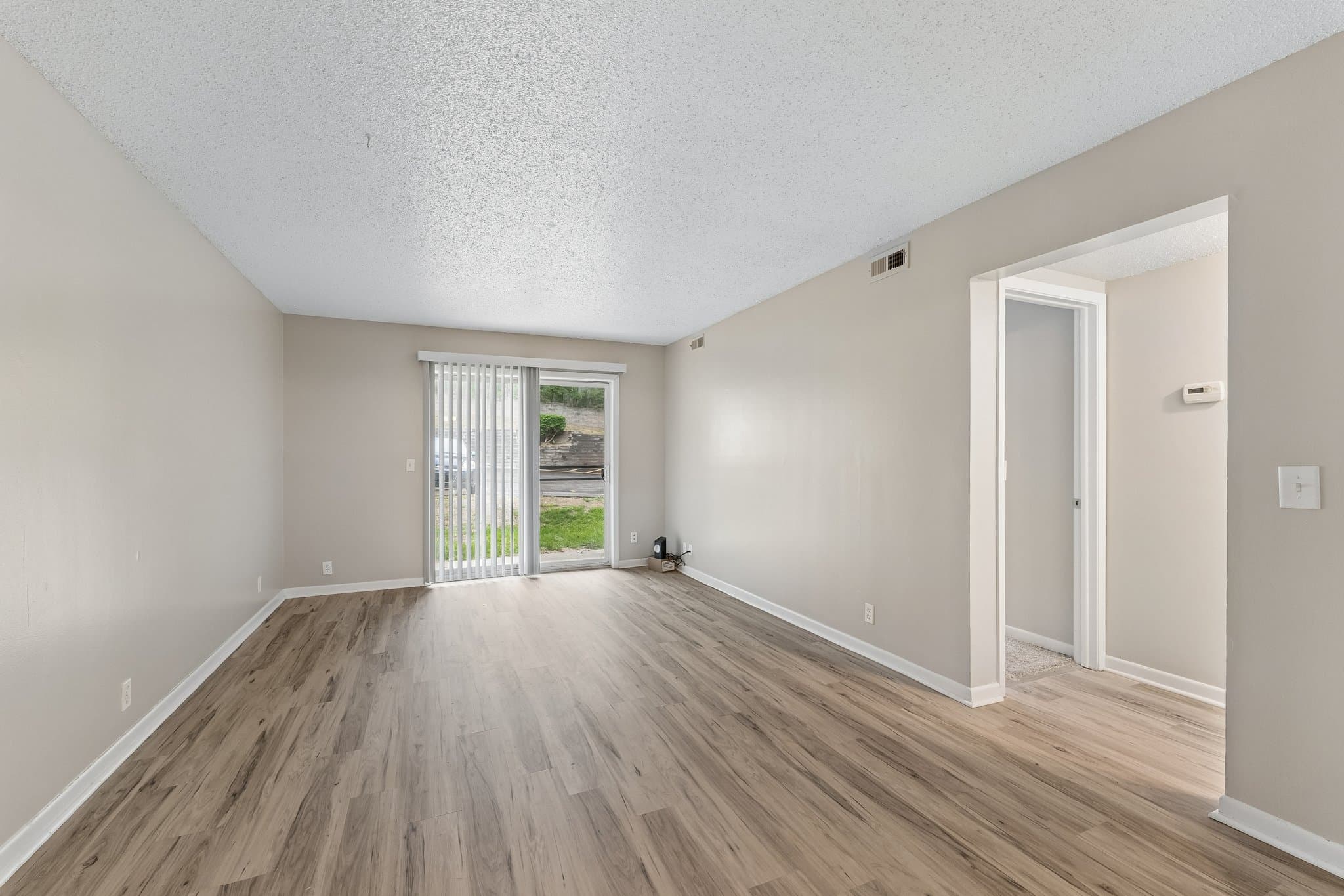 Living room with patio access