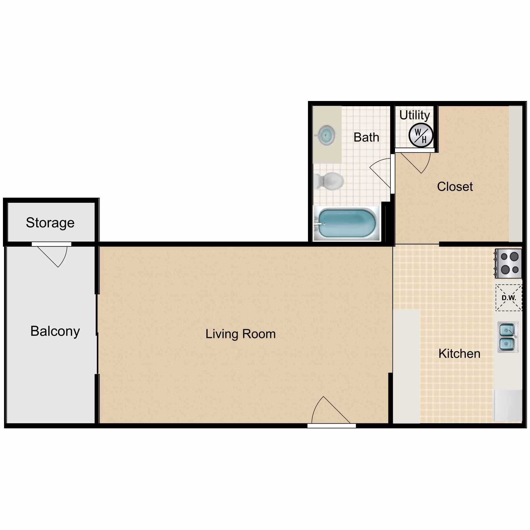 The Westbrook, studio floor plan